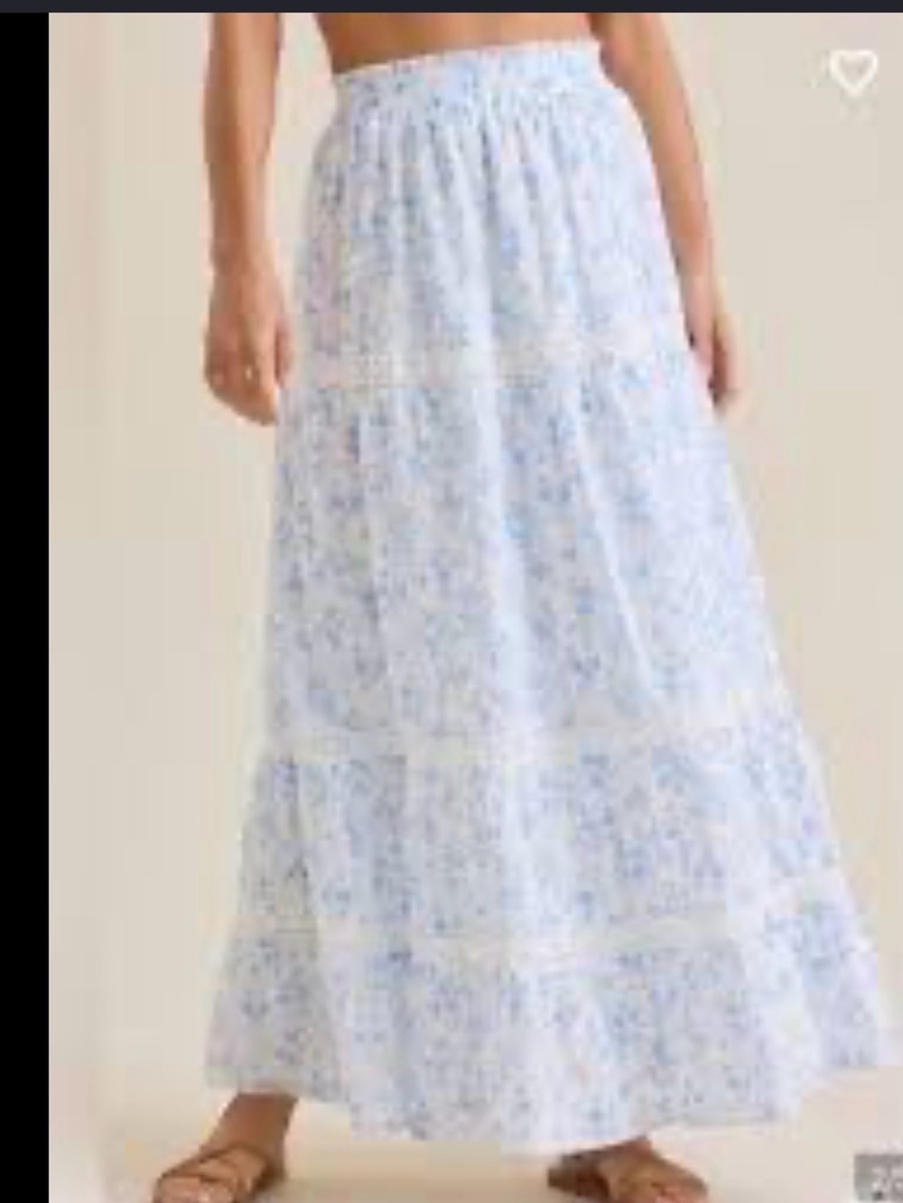 Altar'd State Light Blue & White Floral Tiered Maxi Skirt